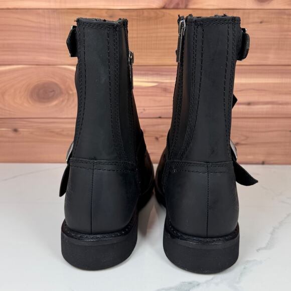Harley Davidson Ranger Combat Boots Black Leather Zip Buckle Mens size US 8 M - Picture 4 of 15